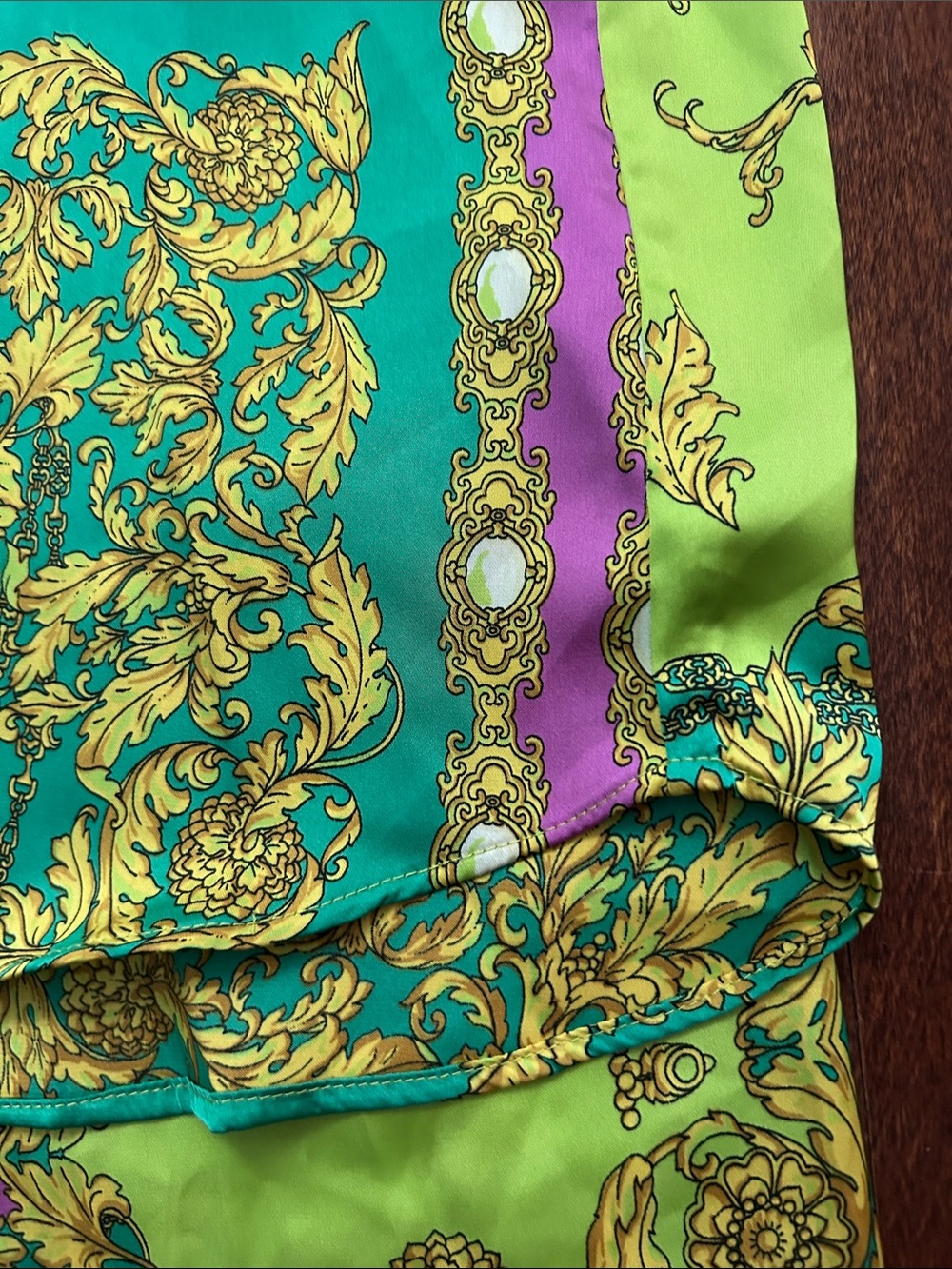 Mango Green Multicolored Baroque Print Satin Pant Set, Size 2, NWT - Picture 9 of 16